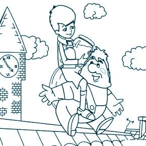 Раскраска Малыш и Карлсон