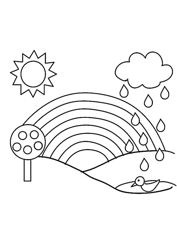 Рисунок радуга черно белый