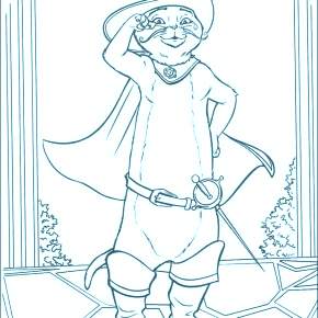 Раскраска Кот в сапогах Раскраска Кот в сапогах