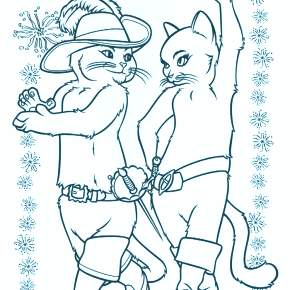 Раскраска Кот в сапогах Раскраска Кот в сапогах