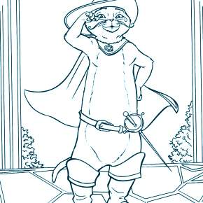 Раскраска Кот в сапогах Раскраска Кот в сапогах