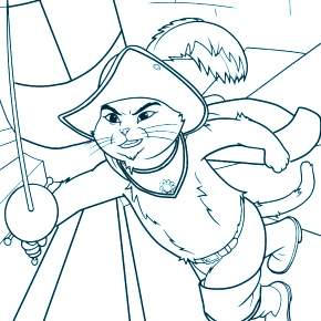 Раскраска Кот в сапогах Раскраска Кот в сапогах