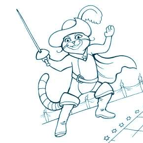 Раскраска Кот в сапогах Раскраска Кот в сапогах