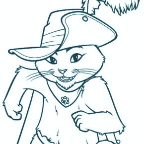 Раскраска Кот в сапогах Раскраска Кот в сапогах