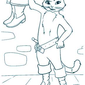 Раскраска Кот в сапогах Раскраска Кот в сапогах