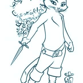 Раскраска Кот в сапогах Раскраска Кот в сапогах