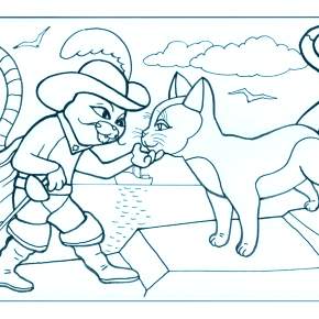 Раскраска Кот в сапогах Раскраска Кот в сапогах