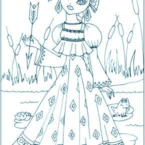 Раскраска Царевна Лягушка Раскраска Царевна Лягушка