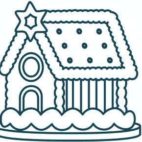 Раскраска Новогодний пряничный домик Раскраска Новогодний пряничный домик