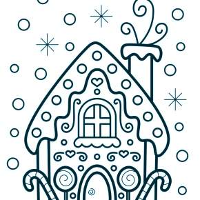 Раскраска Новогодний пряничный домик Раскраска Новогодний пряничный домик