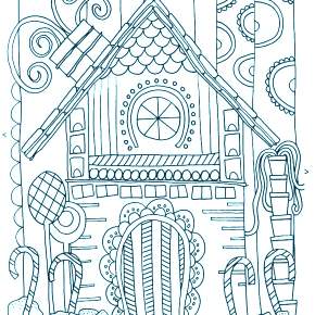 Раскраска Новогодний пряничный домик Раскраска Новогодний пряничный домик