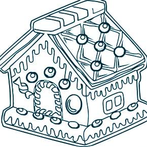 Раскраска Новогодний пряничный домик Раскраска Новогодний пряничный домик