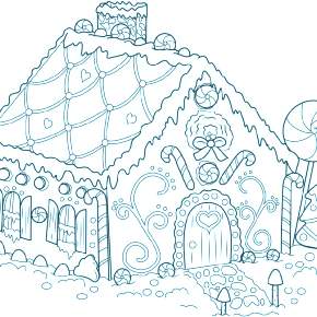 Раскраска Новогодний пряничный домик Раскраска Новогодний пряничный домик