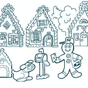 Раскраска Новогодний пряничный домик Раскраска Новогодний пряничный домик