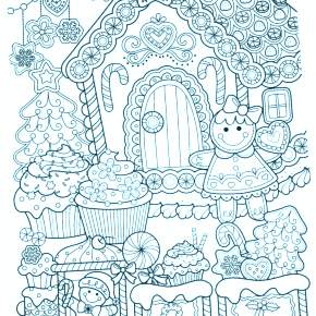 Раскраска Новогодний пряничный домик Раскраска Новогодний пряничный домик