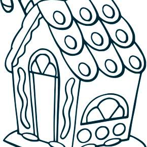Раскраска Новогодний пряничный домик Раскраска Новогодний пряничный домик
