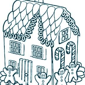 Раскраска Новогодний пряничный домик Раскраска Новогодний пряничный домик