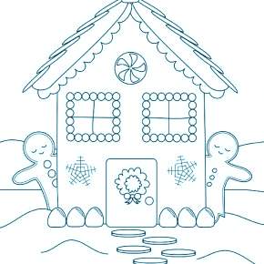 Раскраска Новогодний пряничный домик Раскраска Новогодний пряничный домик