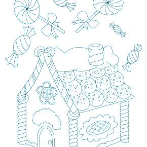 Раскраска Новогодний пряничный домик Раскраска Новогодний пряничный домик