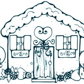 Раскраска Новогодний пряничный домик Раскраска Новогодний пряничный домик