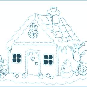 Раскраска Новогодний пряничный домик Раскраска Новогодний пряничный домик