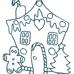 Раскраска Новогодний пряничный домик Раскраска Новогодний пряничный домик