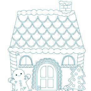 Раскраска Новогодний пряничный домик Раскраска Новогодний пряничный домик