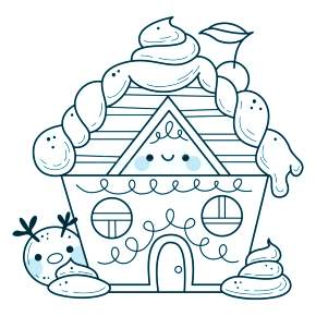 Раскраска Новогодний пряничный домик Раскраска Новогодний пряничный домик