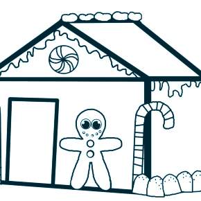 Раскраска Новогодний пряничный домик Раскраска Новогодний пряничный домик