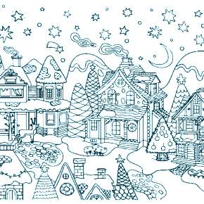 Раскраска Новогодний пряничный домик Раскраска Новогодний пряничный домик