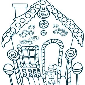 Раскраска Новогодний пряничный домик Раскраска Новогодний пряничный домик