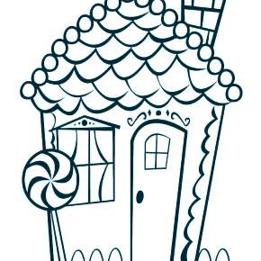 Раскраска Новогодний пряничный домик Раскраска Новогодний пряничный домик