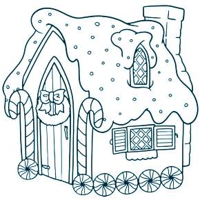 Раскраска Новогодний пряничный домик Раскраска Новогодний пряничный домик