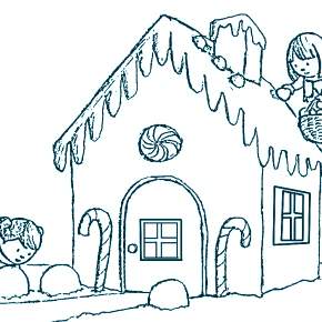 Раскраска Новогодний пряничный домик Раскраска Новогодний пряничный домик