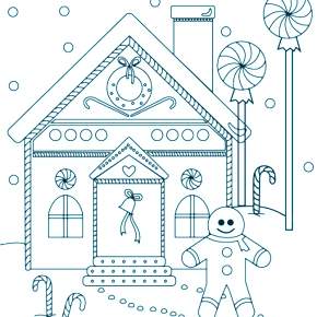 Раскраска Новогодний пряничный домик Раскраска Новогодний пряничный домик