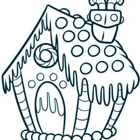 Раскраска Новогодний пряничный домик Раскраска Новогодний пряничный домик