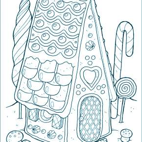 Раскраска Новогодний пряничный домик Раскраска Новогодний пряничный домик