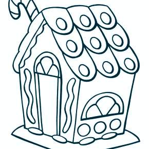 Раскраска Новогодний пряничный домик Раскраска Новогодний пряничный домик