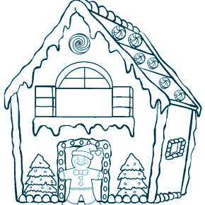 Раскраска Новогодний пряничный домик Раскраска Новогодний пряничный домик