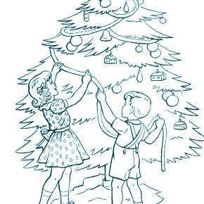 Раскраска Новогодний хоровод Раскраска Новогодний хоровод