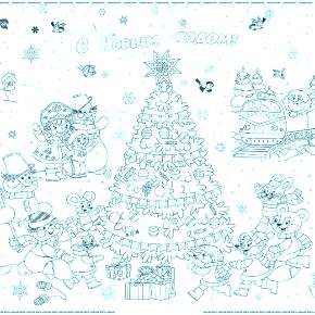 Раскраска Новогодний хоровод Раскраска Новогодний хоровод