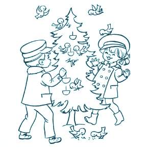 Раскраска Новогодний хоровод Раскраска Новогодний хоровод
