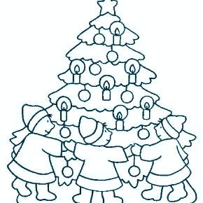 Раскраска Новогодний хоровод Раскраска Новогодний хоровод