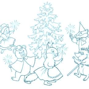 Раскраска Новогодний хоровод Раскраска Новогодний хоровод