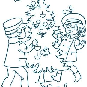 Раскраска Новогодний хоровод Раскраска Новогодний хоровод