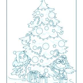 Раскраска Новогодний хоровод Раскраска Новогодний хоровод