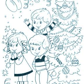 Раскраска Новогодний хоровод Раскраска Новогодний хоровод