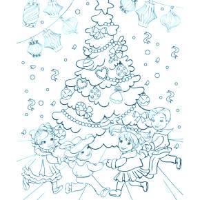 Раскраска Новогодний хоровод Раскраска Новогодний хоровод