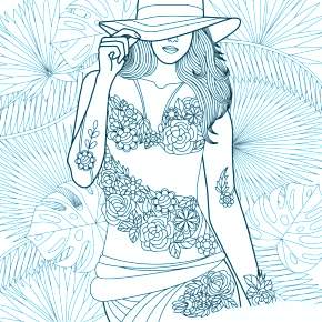 Раскраски Девушки в шляпке Раскраски Девушки в шляпке