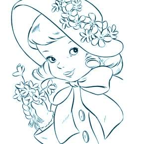 Раскраски Девушки в шляпке Раскраски Девушки в шляпке